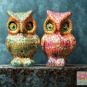 Colourful Papier Mâché Owl – Hand Painted Artwork